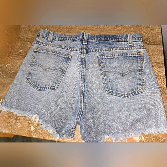 Vintage Orange Tab Levi's Cutoff Denim Shorts Jean Shorts Jorts 100% Cotton 34 - Picture 6 of 8